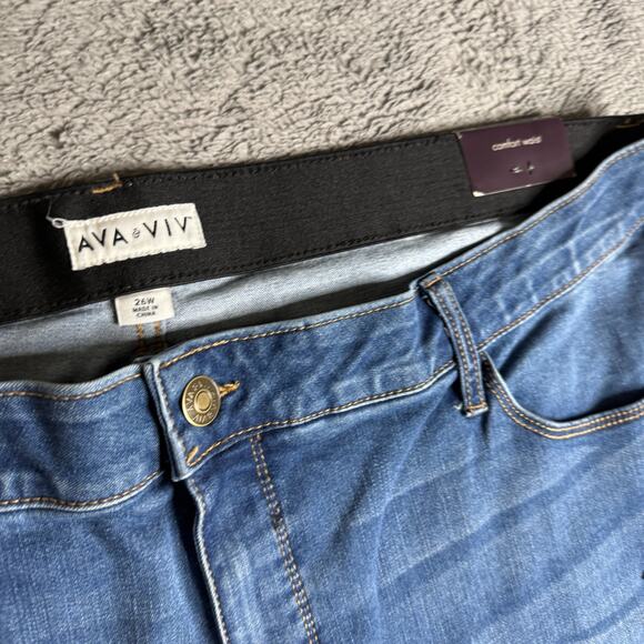 Ava & Viv High Rise Skinny Jeans NWT Womens 26W Blue Stretch Denim - Picture 4 of 9